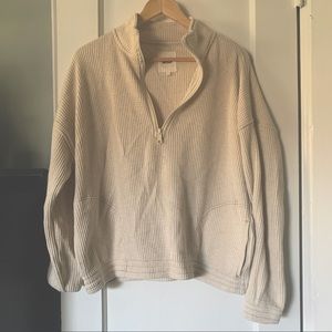 Aerie cream long sleeve waffle quarter zip Women’s L